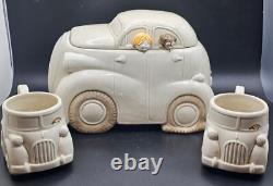 Fitz And Floyd Auto Cookie Jar With Auto Mugs Japan Rare Set 1978