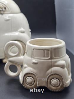 Fitz And Floyd Auto Cookie Jar With Auto Mugs Japan Rare Set 1978