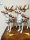 Fitz & Floyd Enchanted Holiday Deer Reindeer Figurine Set Of Two