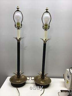 Fredrick Cooper Vintage Brass And Black Buffet Lamps 30.5 Set Of Two