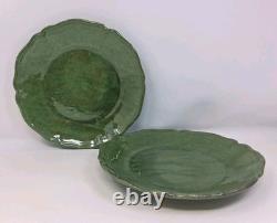 French Biot Art Pottery Plate Lot 2 Green Glaze Country Rustic Artisan France 8