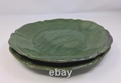 French Biot Art Pottery Plate Lot 2 Green Glaze Country Rustic Artisan France 8