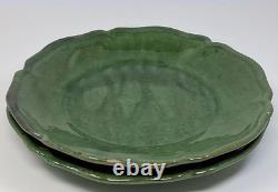 French Biot Art Pottery Plate Lot 2 Green Glaze Country Rustic Artisan France 8