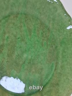 French Biot Art Pottery Plate Lot 2 Green Glaze Country Rustic Artisan France 8