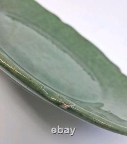 French Biot Art Pottery Plate Lot 2 Green Glaze Country Rustic Artisan France 8