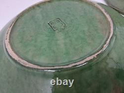 French Biot Art Pottery Plate Lot 2 Green Glaze Country Rustic Artisan France 8