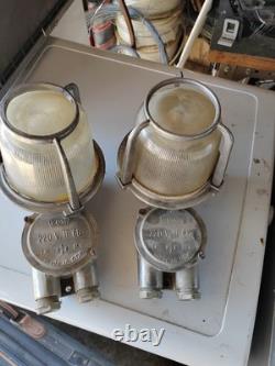 GDR Bulkhead Wall Lights Ribbed Glass EOW Aluminum Nautical Fixture Set of Two