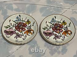 GUCCI RARE VINTAGE 1980s RICHARD GINORI FLORAL SET TWO SAUCERS No ORIGINAL BOX