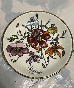 GUCCI RARE VINTAGE 1980s RICHARD GINORI FLORAL SET TWO SAUCERS No ORIGINAL BOX