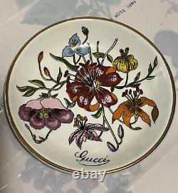 GUCCI RARE VINTAGE 1980s RICHARD GINORI FLORAL SET TWO SAUCERS No ORIGINAL BOX