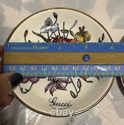 GUCCI RARE VINTAGE 1980s RICHARD GINORI FLORAL SET TWO SAUCERS No ORIGINAL BOX