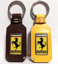 Genuine Ferrari Leather Keychains. Set of Two Ferrari Keyrings. Made in Italy