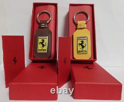 Genuine Ferrari Leather Keychains. Set of Two Ferrari Keyrings. Made in Italy