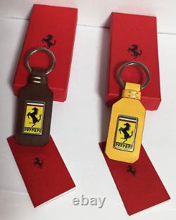 Genuine Ferrari Leather Keychains. Set of Two Ferrari Keyrings. Made in Italy