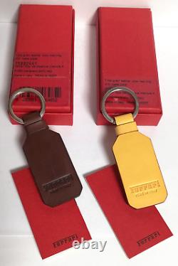 Genuine Ferrari Leather Keychains. Set of Two Ferrari Keyrings. Made in Italy