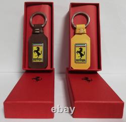 Genuine Ferrari Leather Keychains. Set of Two Ferrari Keyrings. Made in Italy