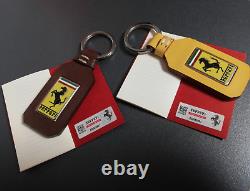 Genuine Ferrari Leather Keychains. Set of Two Ferrari Keyrings. Made in Italy