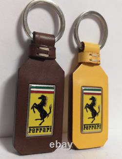 Genuine Ferrari Leather Keychains. Set of Two Ferrari Keyrings. Made in Italy
