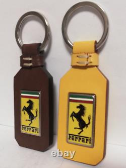 Genuine Ferrari Leather Keychains. Set of Two Ferrari Keyrings. Made in Italy