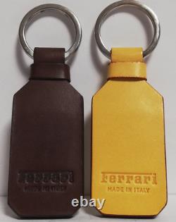 Genuine Ferrari Leather Keychains. Set of Two Ferrari Keyrings. Made in Italy