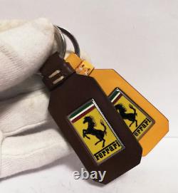 Genuine Ferrari Leather Keychains. Set of Two Ferrari Keyrings. Made in Italy