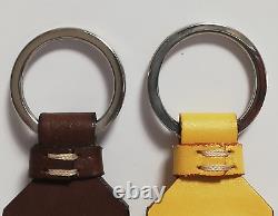 Genuine Ferrari Leather Keychains. Set of Two Ferrari Keyrings. Made in Italy