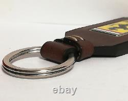 Genuine Ferrari Leather Keychains. Set of Two Ferrari Keyrings. Made in Italy