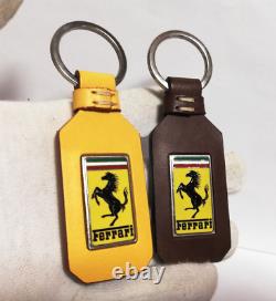 Genuine Ferrari Leather Keychains. Set of Two Ferrari Keyrings. Made in Italy