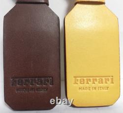 Genuine Ferrari Leather Keychains. Set of Two Ferrari Keyrings. Made in Italy