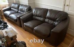 Genuine leather sofa set, two doubles and one single for collection only
