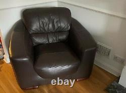 Genuine leather sofa set, two doubles and one single for collection only