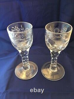 Georgian Facet Cut Stemmed Glass c1760-1780 set of two