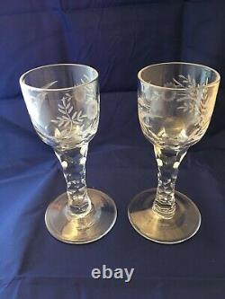 Georgian Facet Cut Stemmed Glass c1760-1780 set of two