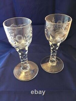 Georgian Facet Cut Stemmed Glass c1760-1780 set of two