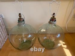 Glass Table Lamp Large Demijohn Style Clear Glass Set of two