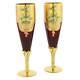 Glassofvenice Set Of Two Murano Glass Champagne Flutes 24k Gold Leaf Red