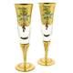Glassofvenice Set Of Two Murano Glass Champagne Flutes 24k Gold Leaf Transpare