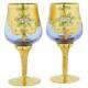 Glassofvenice Set Of Two Murano Glass Wine Glasses 24k Gold Leaf Alexandrite