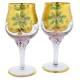 Glassofvenice Set Of Two Murano Glass Wine Glasses 24k Gold Leaf Lavender