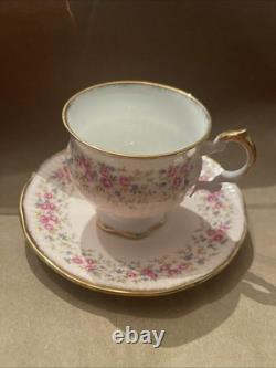 Gorgeous Footed Elizabethan Pink With Pink Roses Teacup Snd Saucer