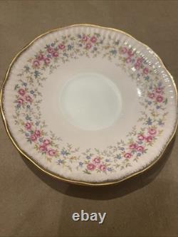 Gorgeous Footed Elizabethan Pink With Pink Roses Teacup Snd Saucer