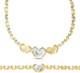 Graduated Hearts & Kisses Bracelet Necklace Set 10k Two-tone Gold Clad Silver