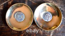 Greek Jewelry Ilias Lalaounis Set Of Two Small Nut Tray Plates Silver & Bronze