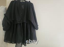 H&M set Studio Collection ramie Balloon Sleeved Blouse S + maxi skirt full Sz 6