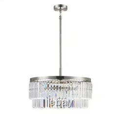 HOME DECORATORS Winthrop 3-Light Modern Brushed Nickel Chandelier Crystal shade