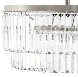 HOME DECORATORS Winthrop 3-Light Modern Brushed Nickel Chandelier Crystal shade