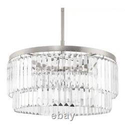 HOME DECORATORS Winthrop 3-Light Modern Brushed Nickel Chandelier Crystal shade