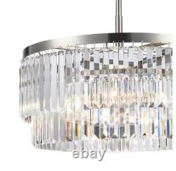 HOME DECORATORS Winthrop 3-Light Modern Brushed Nickel Chandelier Crystal shade