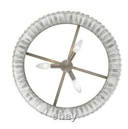 HOME DECORATORS Winthrop 3-Light Modern Brushed Nickel Chandelier Crystal shade
