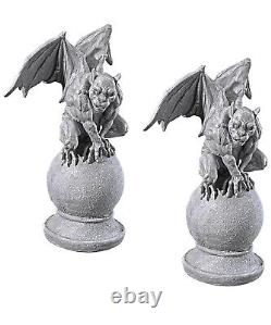 Halloween prop decor Set of Two Malicious Gargoyle Statues (a)